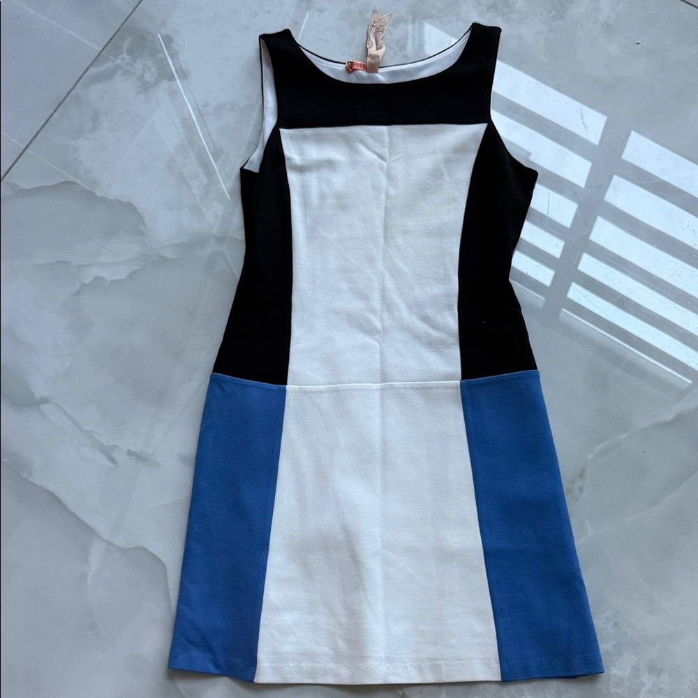 Bailey 44 Black, White, and Blue Mini Dress